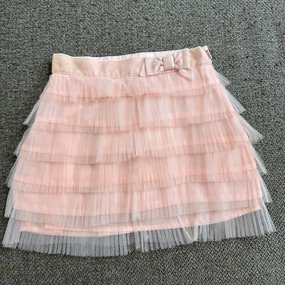 Janie and Jack Pink Layered Tulle Skirt with Bow On Waist